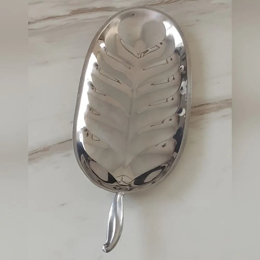 F.B. ROGERS SILVER CO Silver Plated Banana Leaf Charcuterie Serving Tray 13